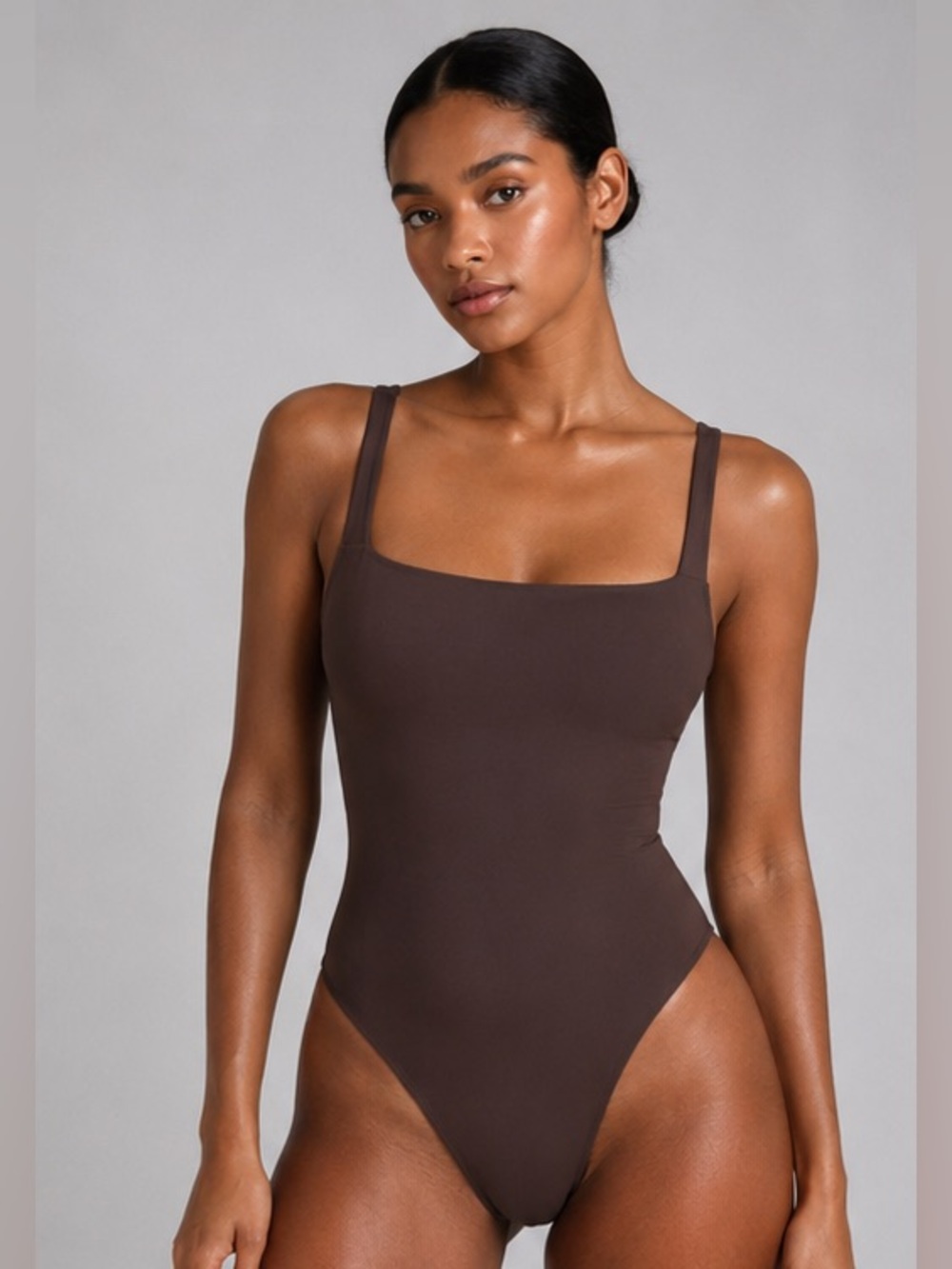 SKIMS Square Neck Bodysuit | Cocoa | Size S